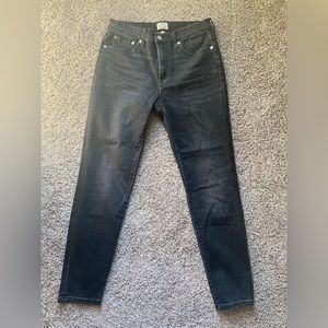 J Crew 9” High-Rise Toothpick Skinny Jeans in Grey Wash